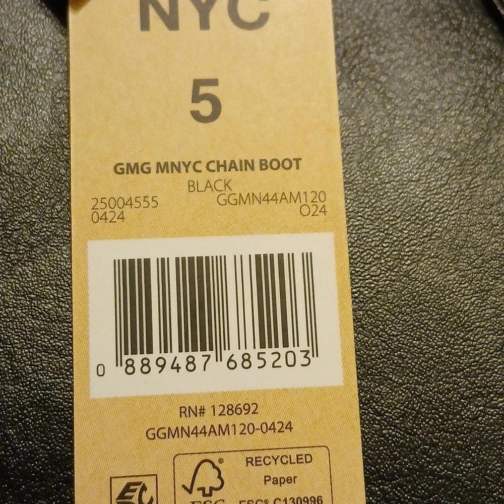 Madden NYC Girls Faux Leather Knee-High Boots with Chain Detail Black Size 5